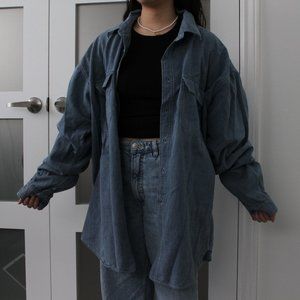 Oversized Blue Men's Button Down